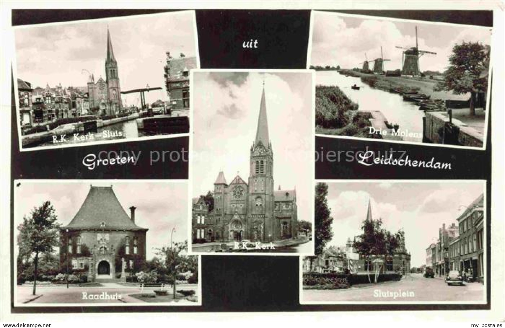 Leidschendam Noord-Holland NL R.K.-Kerk Sluis Drie-Molens Raadhuis Sluisplein Ka
