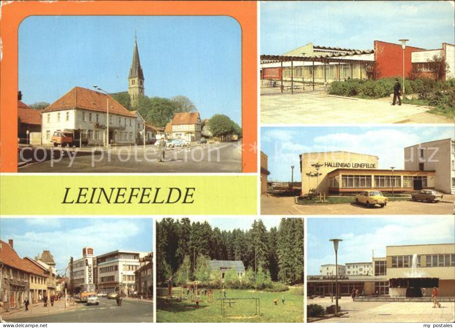 Leinefelde HO-Gaststaette Stadt Leinefelde Hallenbad Kaufhaus Magnet
