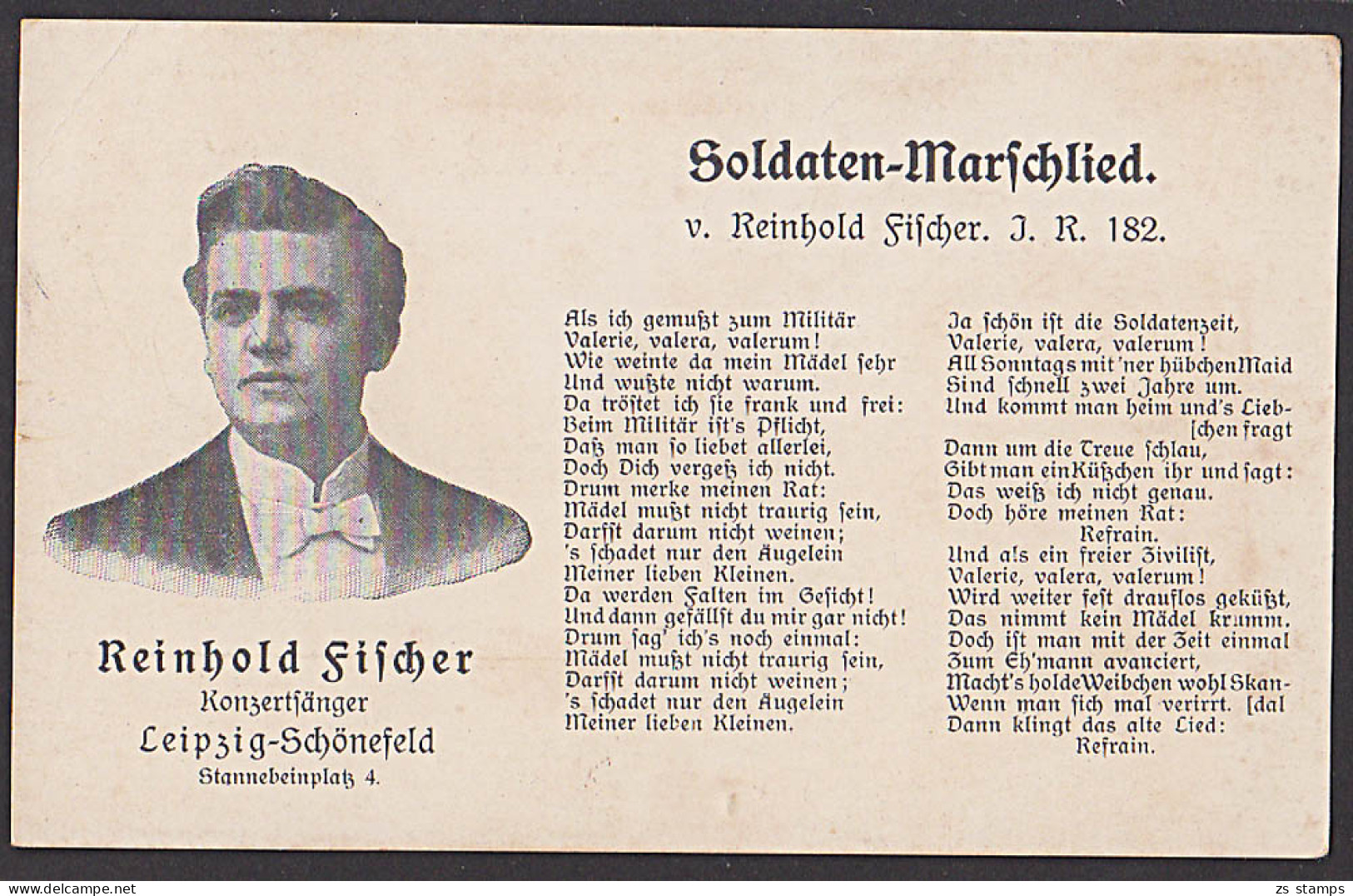 Leipzig-Schönefeld Soldaten-Marschlied Liederkarte Reinhold Fischer Konzertsänger