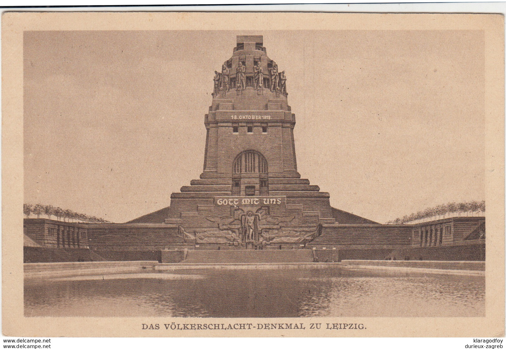 Leipzig, Völkerschlachtdenkmal old postcard travelled 1944 Leipzig Pmk b170907