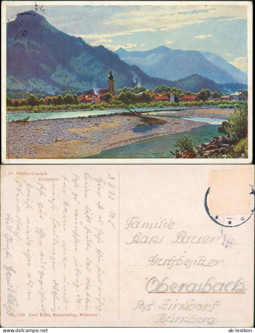 Lenggries Deutschland - Bayern - Lenggries, Panorama, farbig 1932