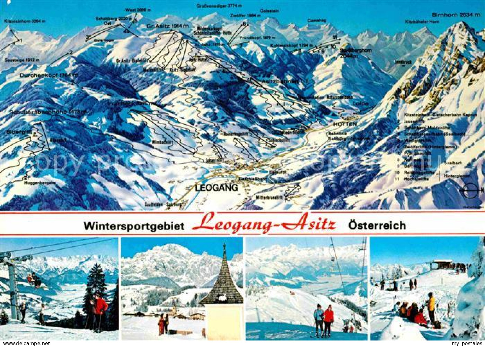 Leogang Wintersportgebiet uebersichtskarte Skigebiet Leogang Asitz