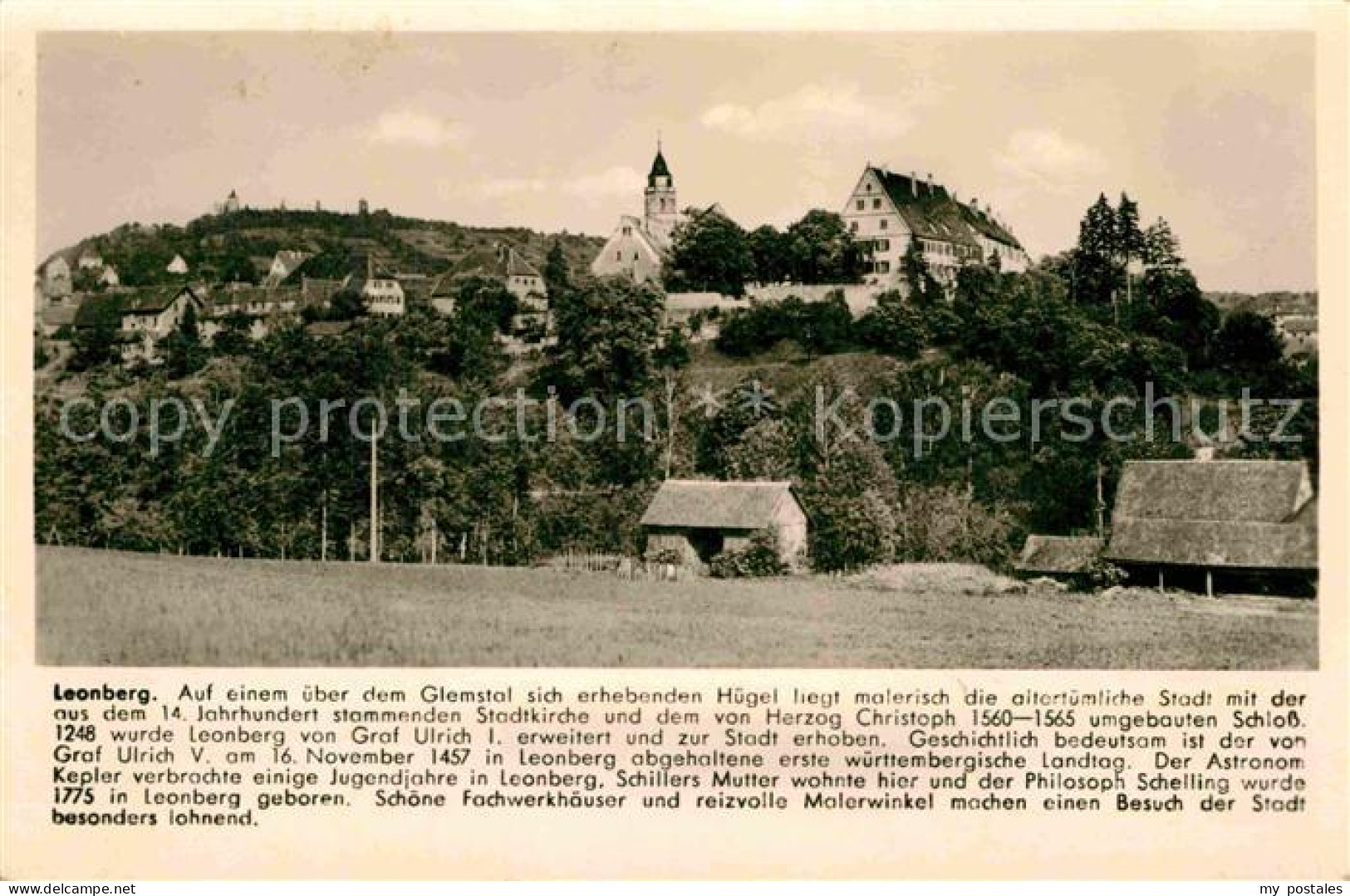 Leonberg Wuerttemberg Ortsansicht mit Kirche Geschichte