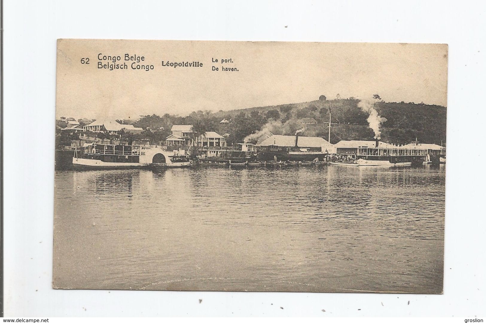 LEOPOLDVILLE (KINSHASA) 62 CONGO BELGE LE PORT (CARTE AVEC ENTIER POSTAL)