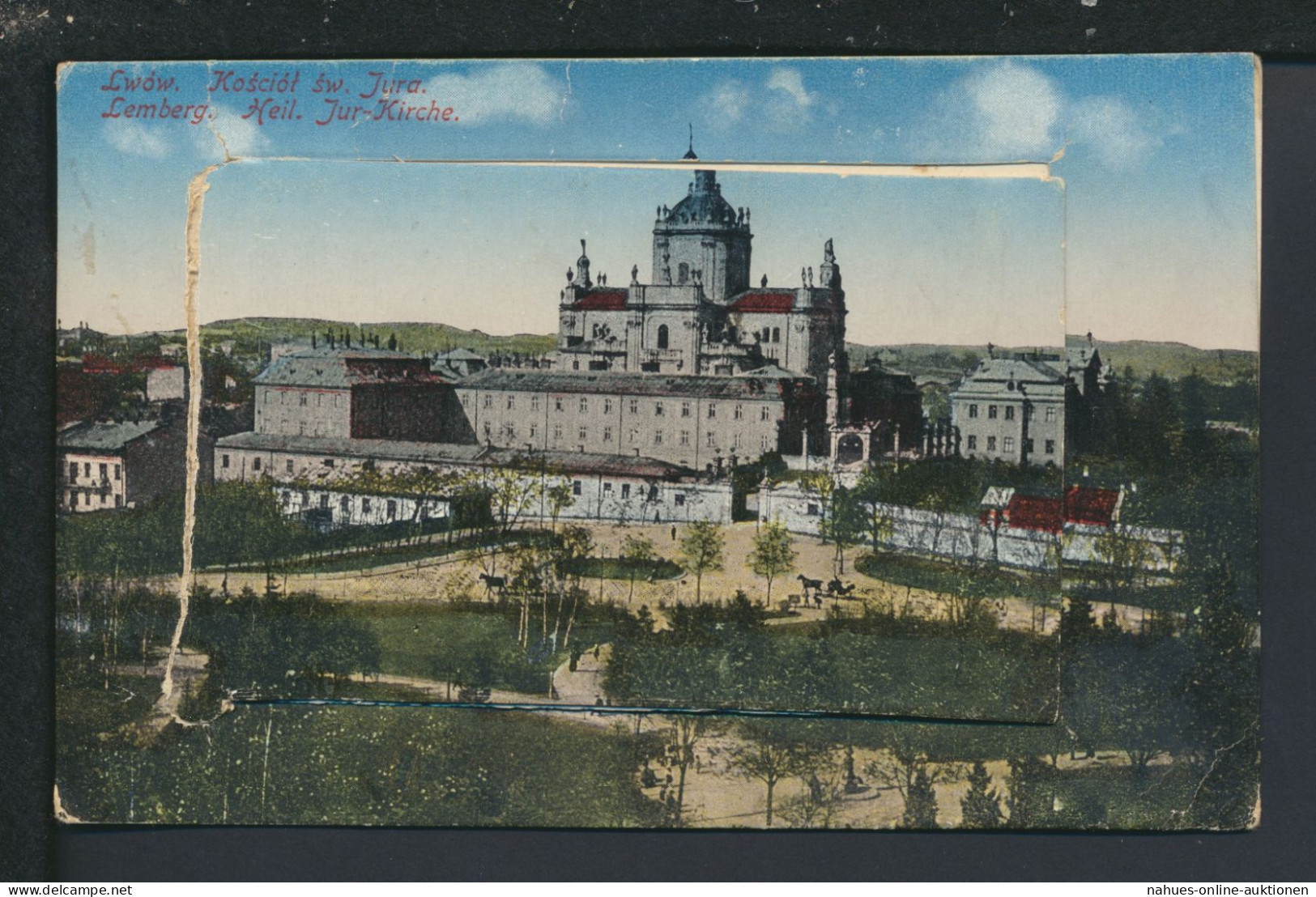 Leporello Ansichtskarte Lemberg Lwiw Ukraine Jur Kirche Feldpost Zabern Elsass