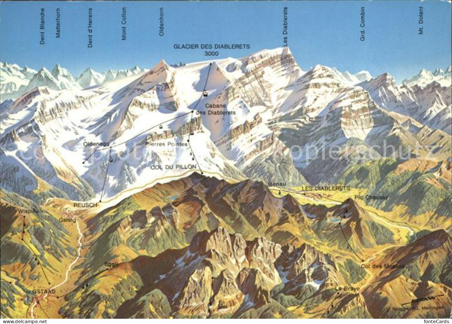 Les Diablerets Diablerets Col du Pillon Panoramakarte