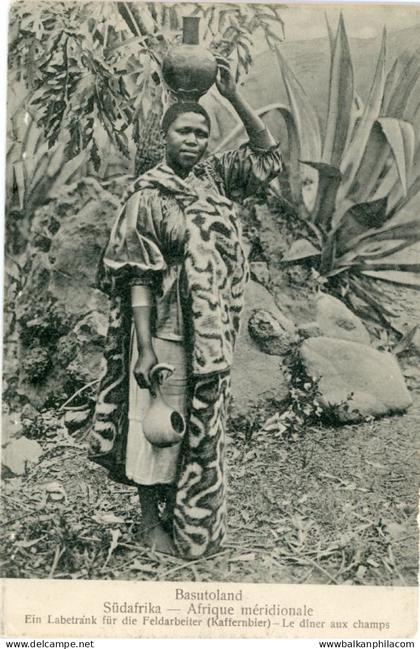 Basutoland Lesotho Basuto Girl Carrying Water