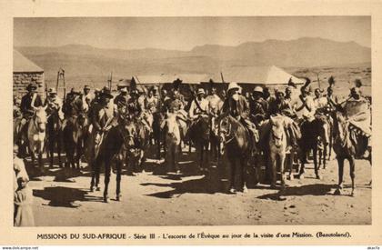 PC AFRICA LESOTHO BASUTOLAND MISSIONS ESCORTE DE L'EVEQUE VINTAGE PC (b64316)