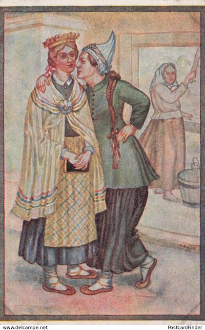 Latvian National Dresses Gaujiena Livonia Costume Old Postcard