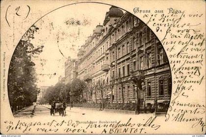 LETTONIE- Carte postale de Riga - Boulevard Thronforger - Carte voyagé en 1902 - L 120608
