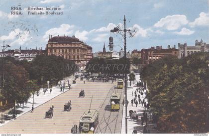 LATVIA - Riga, Brivibas bulvaris, Postcard 1926