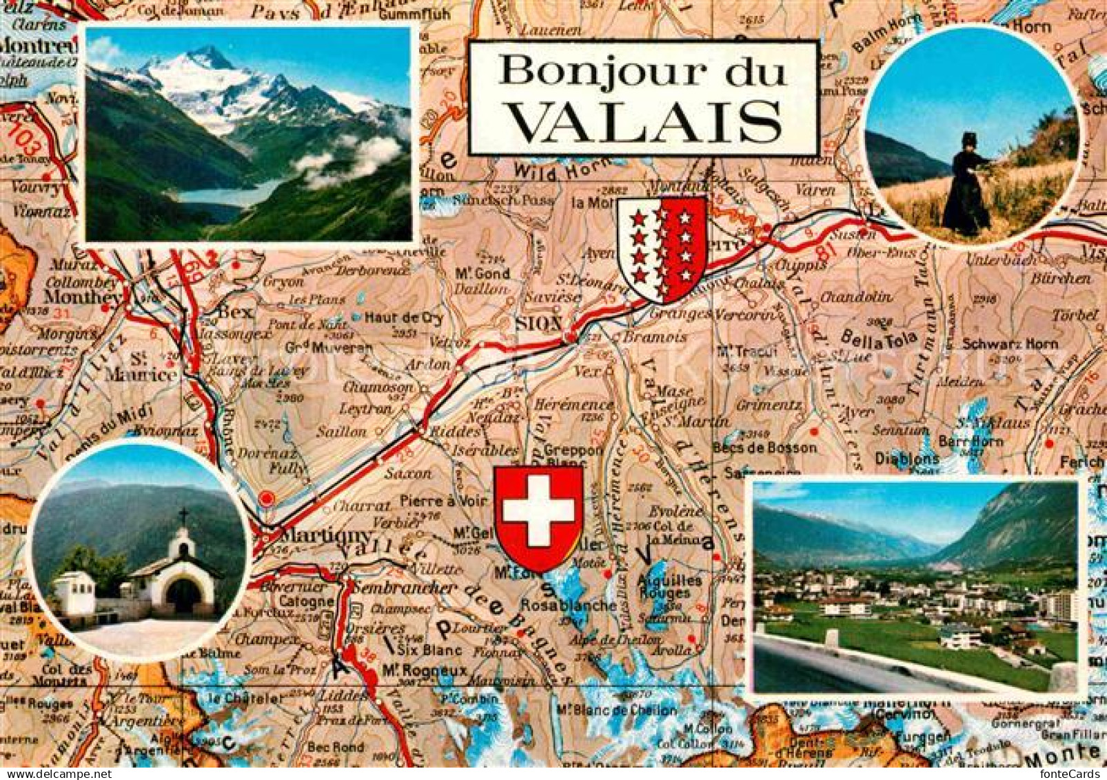 Leuk VS Le Valais Pays des vacances Landkarte Wallis
