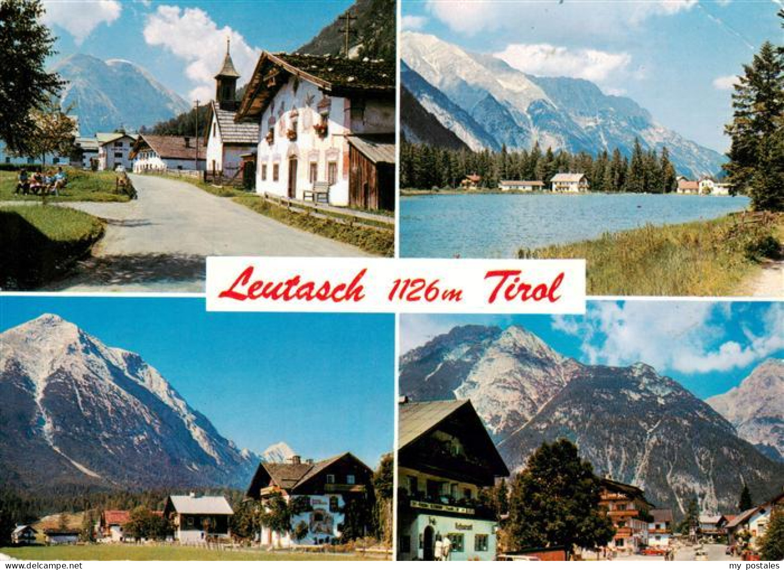 Leutasch Tirol AT Dorfstrasse See in Weidach Ober Leutasch Dorfpartie