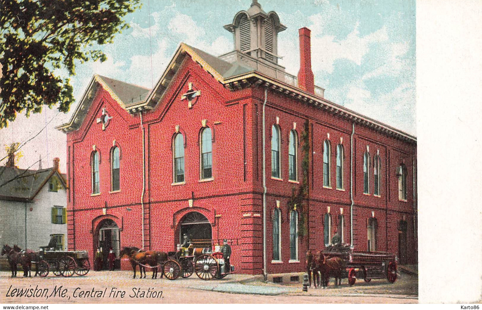 lewinston , maine * central fire station * sapeurs pompiers pompier fireman * united states usa