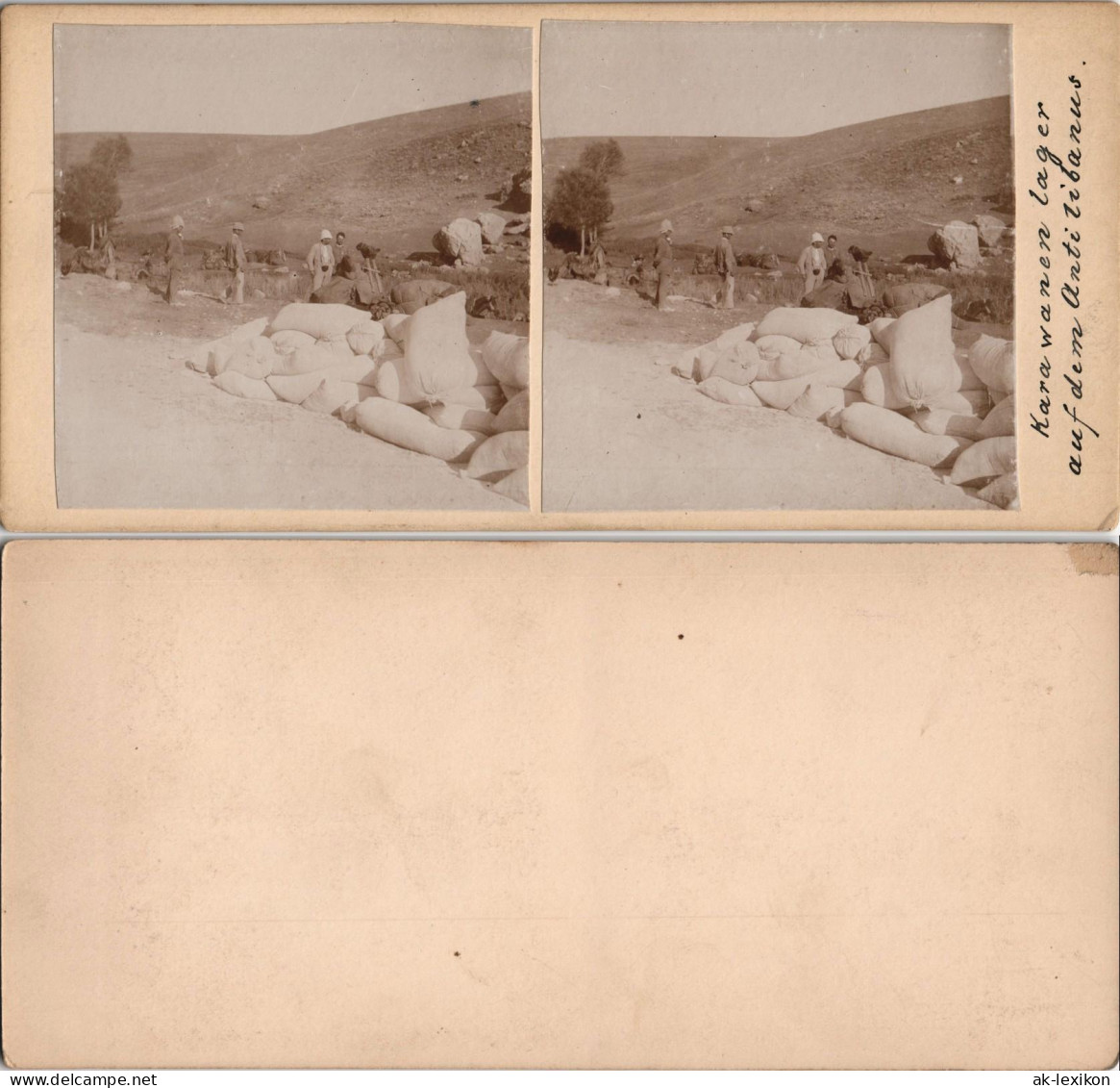 Libanon Karawanenlager Antilibanos Libanon 1909 Privatfoto 3D/Stereoskopie