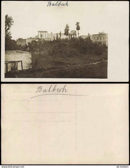 Postcard Baalbek Stadtpartie Ruinen Fotokarte 1918  Libanon Lebanon