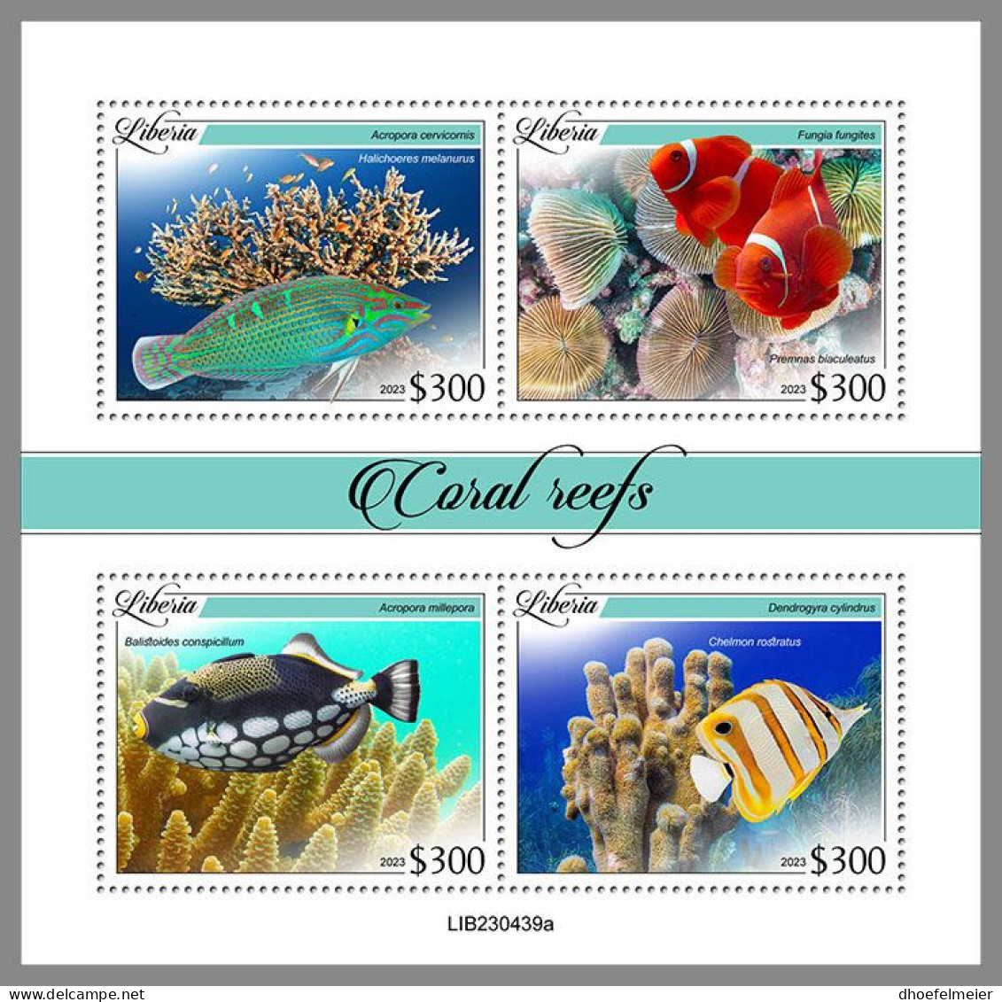 LIBERIA 2023 MNH Coral Reefs Korallenriffe M/S – OFFICIAL ISSUE – DHQ2413
