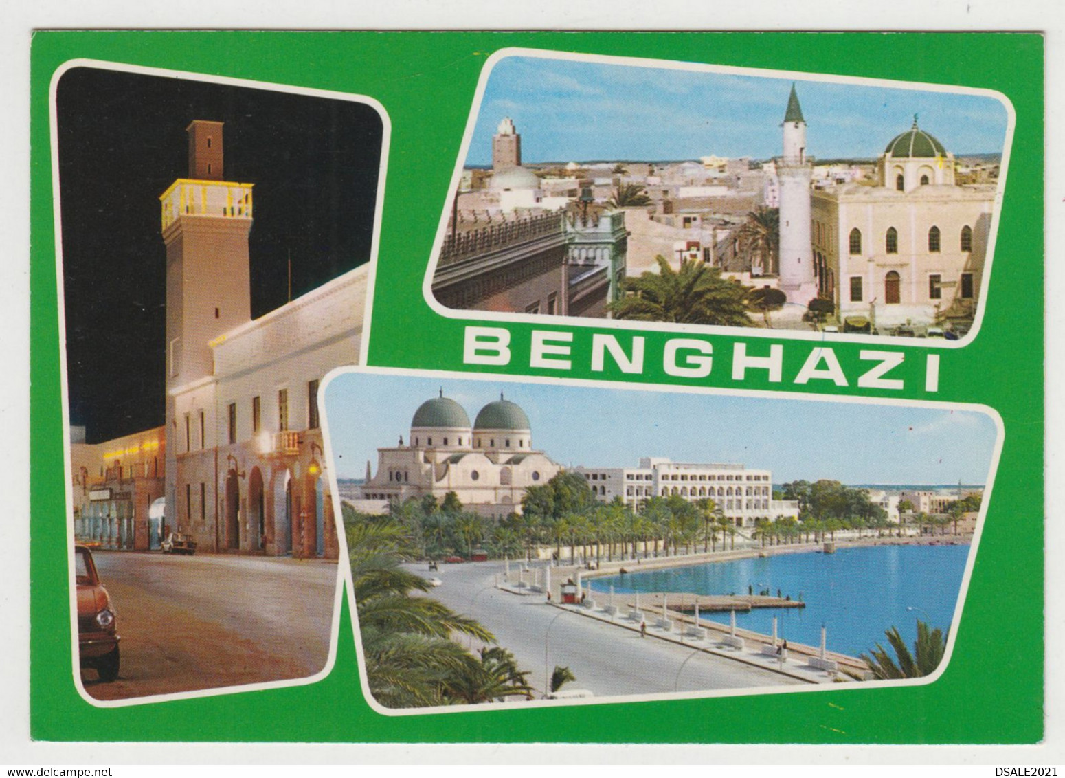 Libya Libyen Libye Libia Benghazi Multiple View Mosque, Church, Vintage RPPc Photo Postcard (33019)