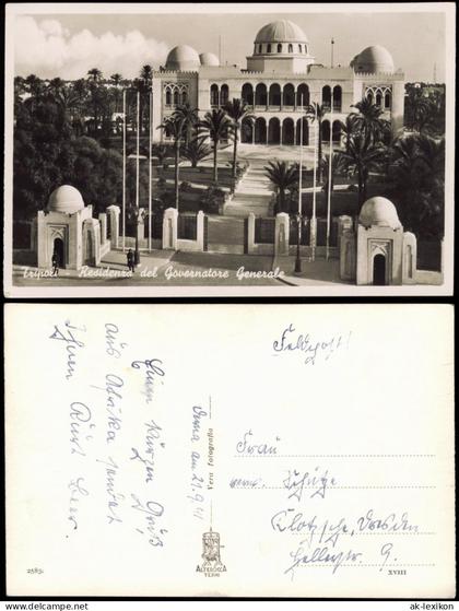 Postcard Tripolis طرابلس Residenza del Governatore Generale 1941