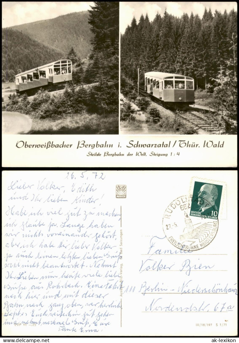 Lichtenhain Oberweißbach  Bergbahn i. Schwarzatal Thüringer Wald 1972