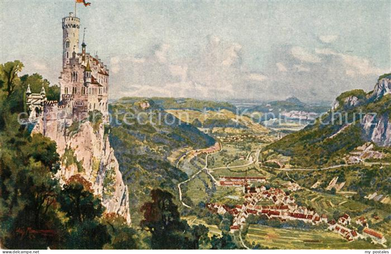 Lichtenstein Wuerttemberg Schloss Lichtenstein mit Honauertal