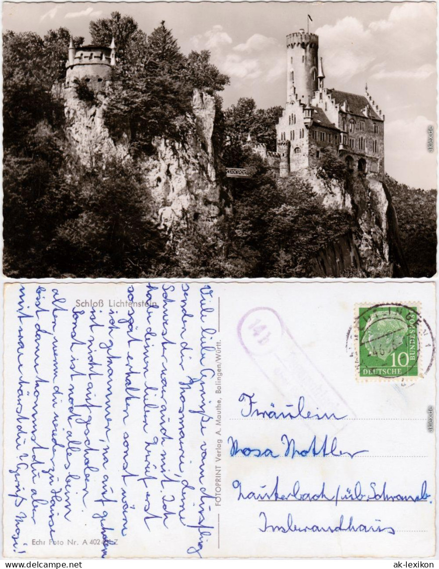 Lichtenstein (Württemberg) Schloß Lichtenstein Ansichtskarte 1956
