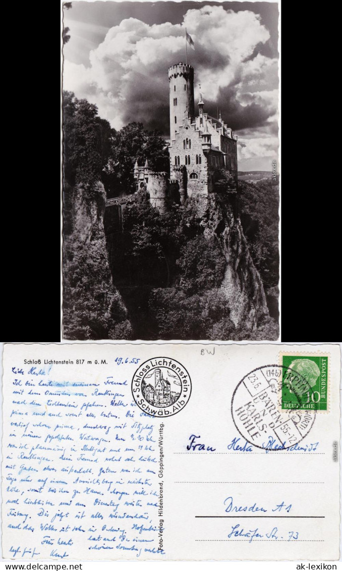 Lichtenstein (Württemberg) Schloss Lichtenstein Foto Ansichtskarte  1955