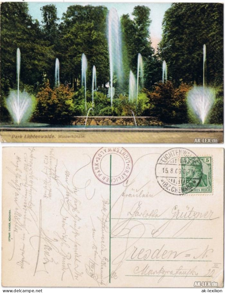 Lichtenwalde-Niederwiesa Park Lichtenwalde - Wasserkünste gel. 1909 1909
