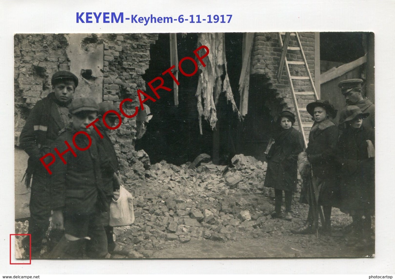 LICHTERVELDE ou KEYEM-BOMBE Aerienne-6-11-17-CARTE PHOTO allemande-Guerre 14-18-1 WK-BELGIEN-WESTFLANDERN
