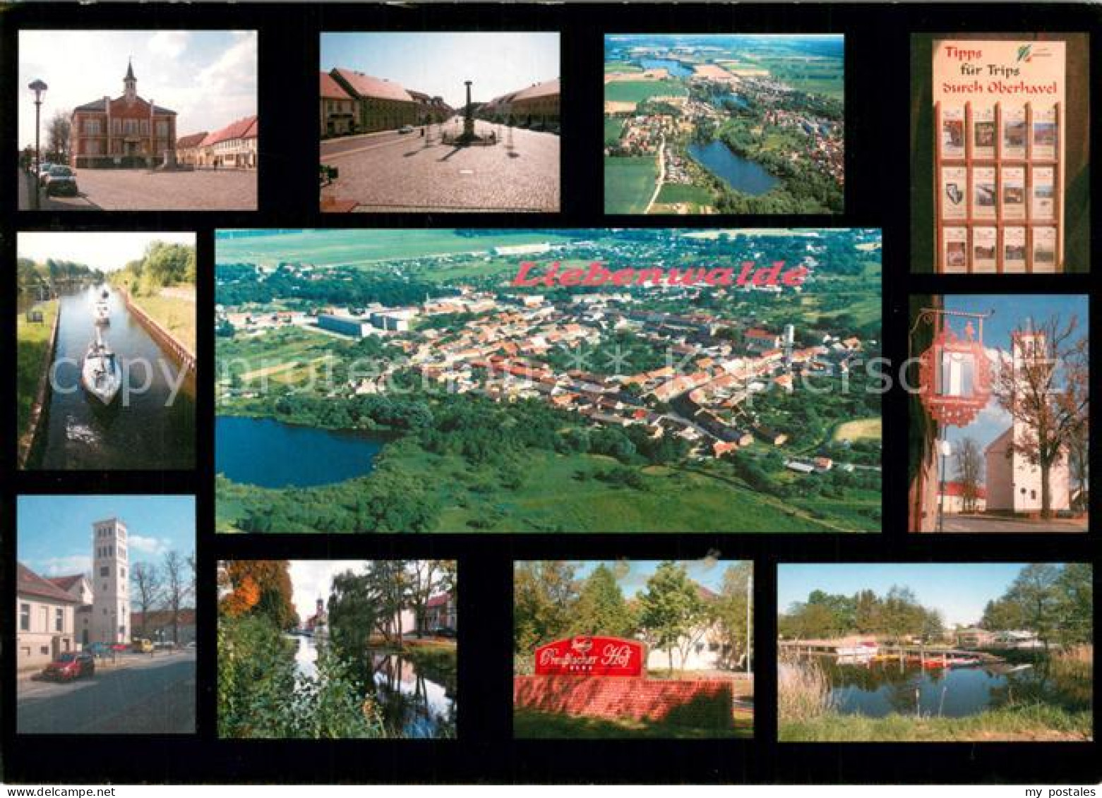 Liebenwalde Fliegeraufnahme Teilansichten Kirche See