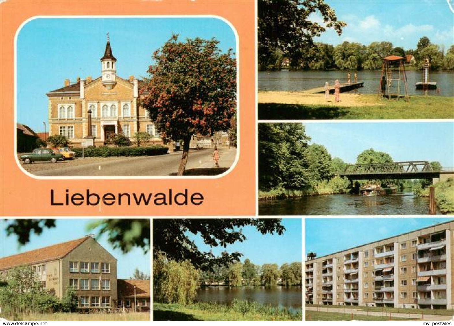 Liebenwalde Rathaus Freibad Bruecke ueber den Vosskanal Werner Seelenbinder Schu