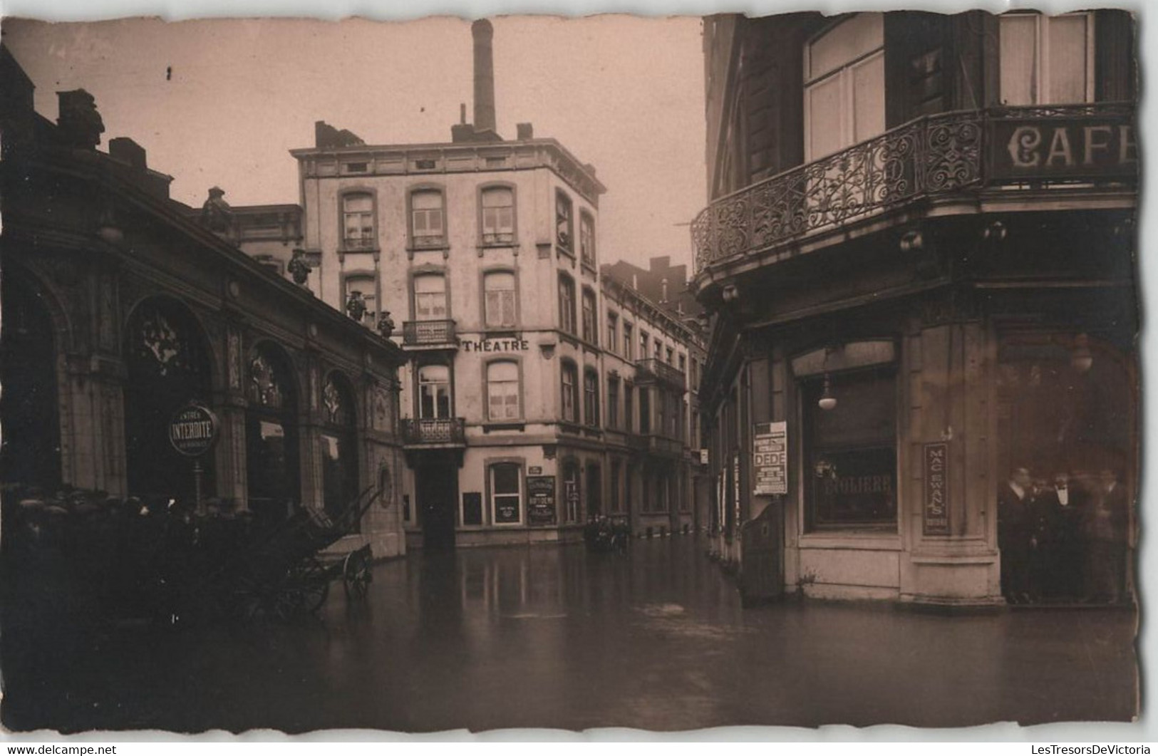 Liege - carte photo de la rue de l'official inondée - inondation - carte postale ancienne -