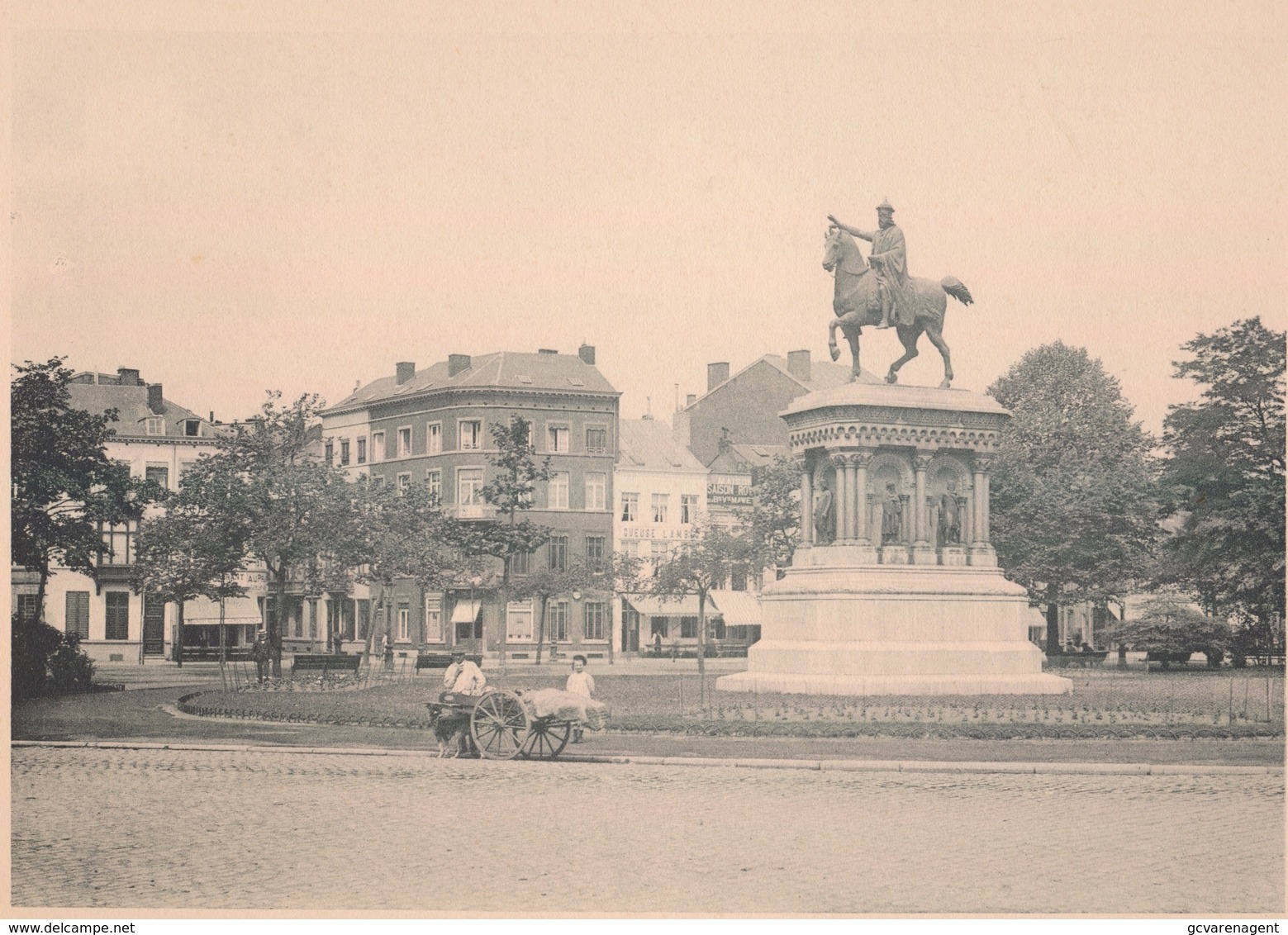 LIEGE  !!! PRINT  STATUE DE CHARLEMAGNE   - VUE 21 X 15 CM  PAGE 23 X 34 CM   2 SCANS