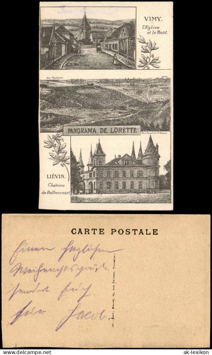 Liévin Panorama de Lorette, Vimy und Château de Rollencourt (Liévin) 1915