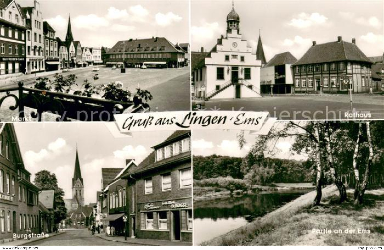 Lingen Ems Markt Rathaus Partie an der Ems Burgstrasse