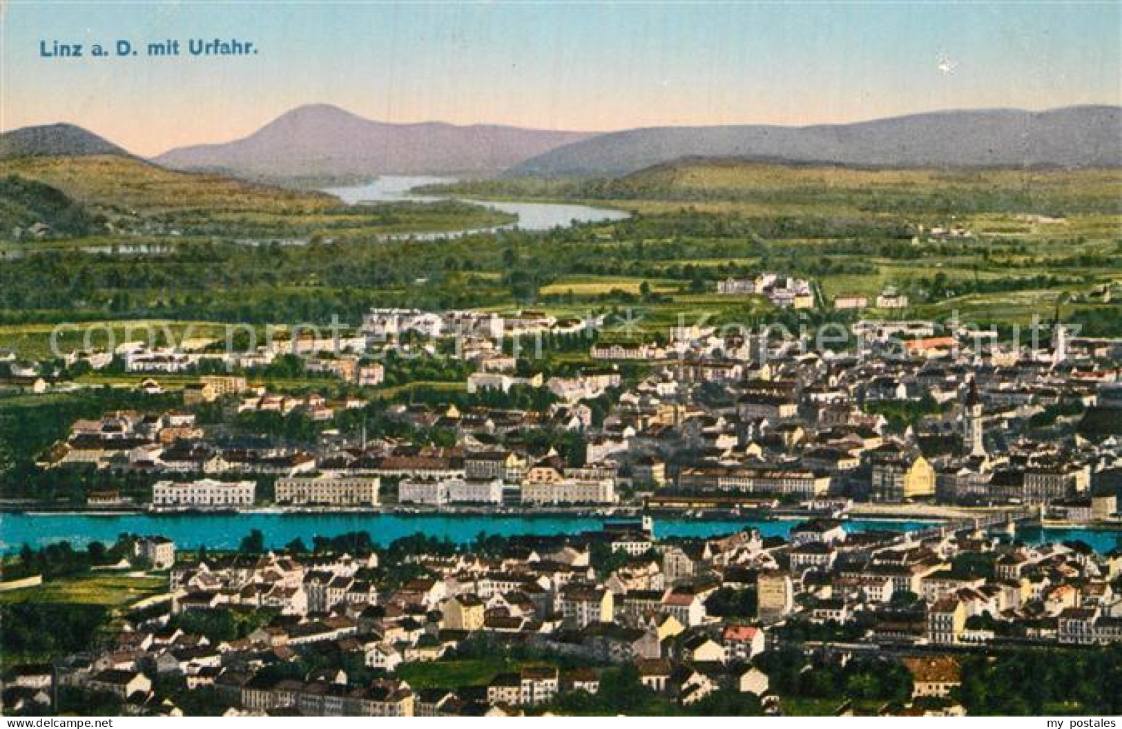 Linz Donau Panorama mit Urfahr