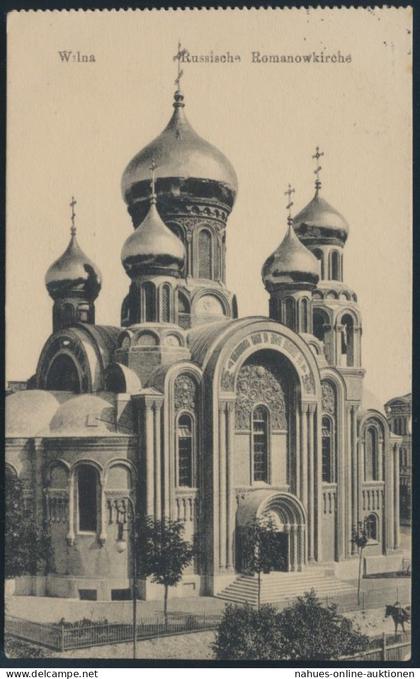 Ansichtskarte Wilna Vilnius Litauen Russische Romanowkirche Feldpost 30.4.1918