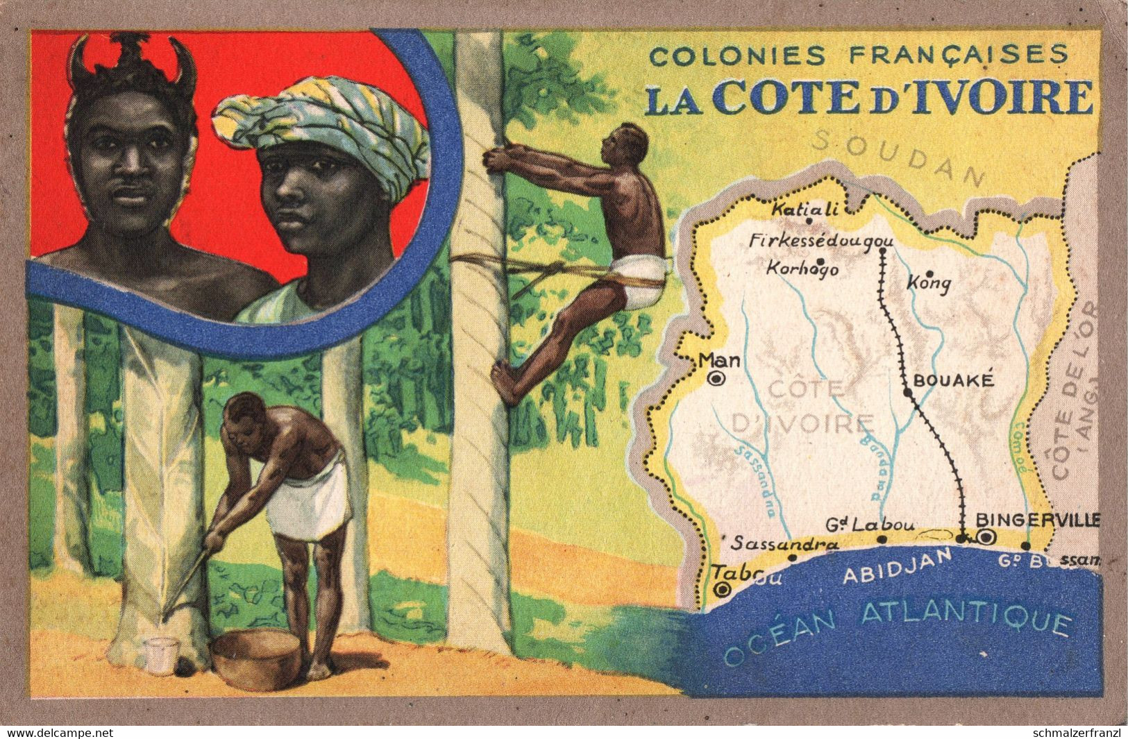 Litho AK Colonies Francaises La Cote d' Ivoire Elfenbeinküste Abidjan Bingerville Afrique Africa Colonie Colony Kolonie