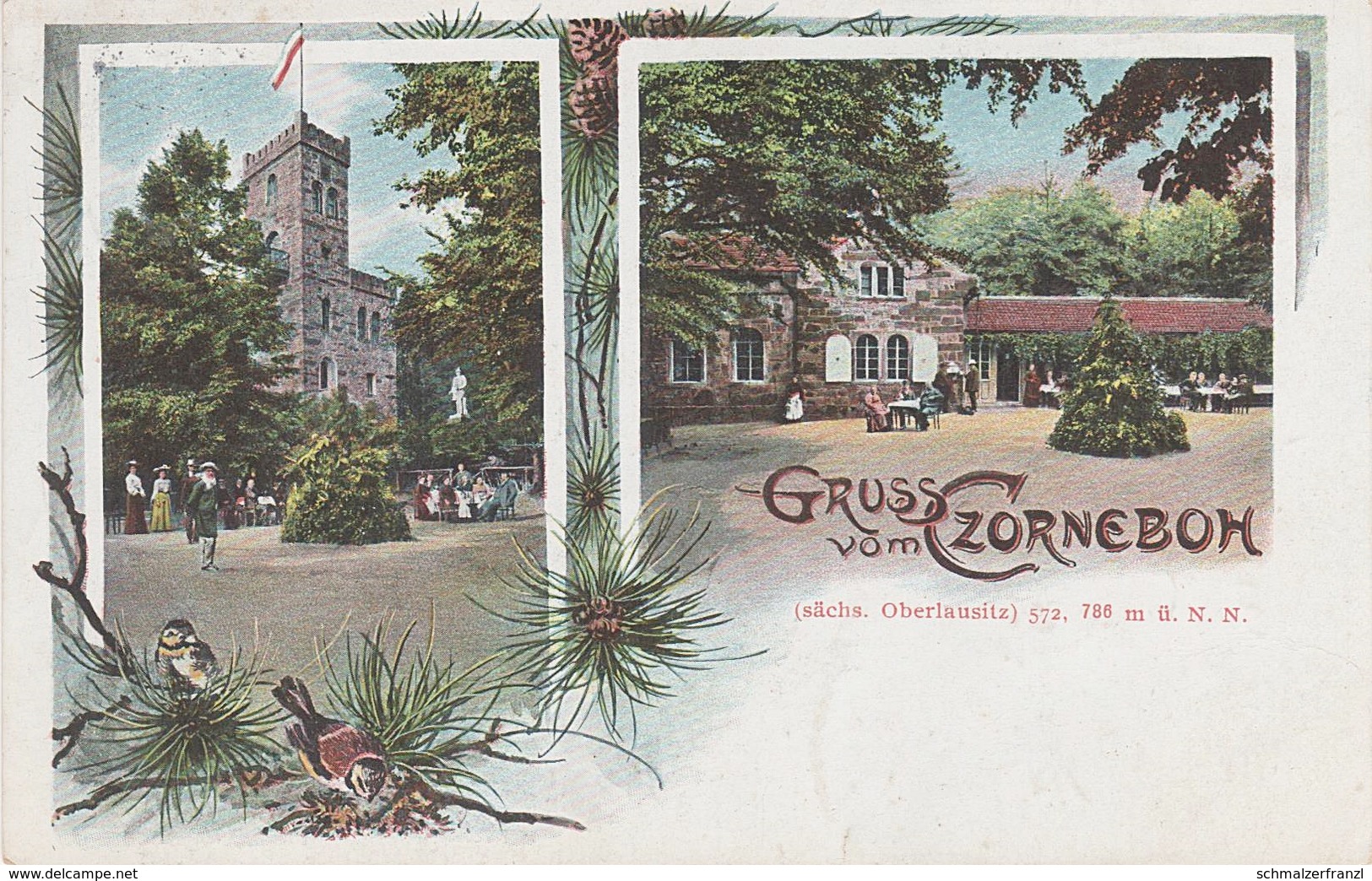 Litho AK Czorneboh Baude Gasthof Turm Cunewalde Rachlau Wuischke Meschwitz Pielitz Großkunitz Kubschütz Pommritz Stempel