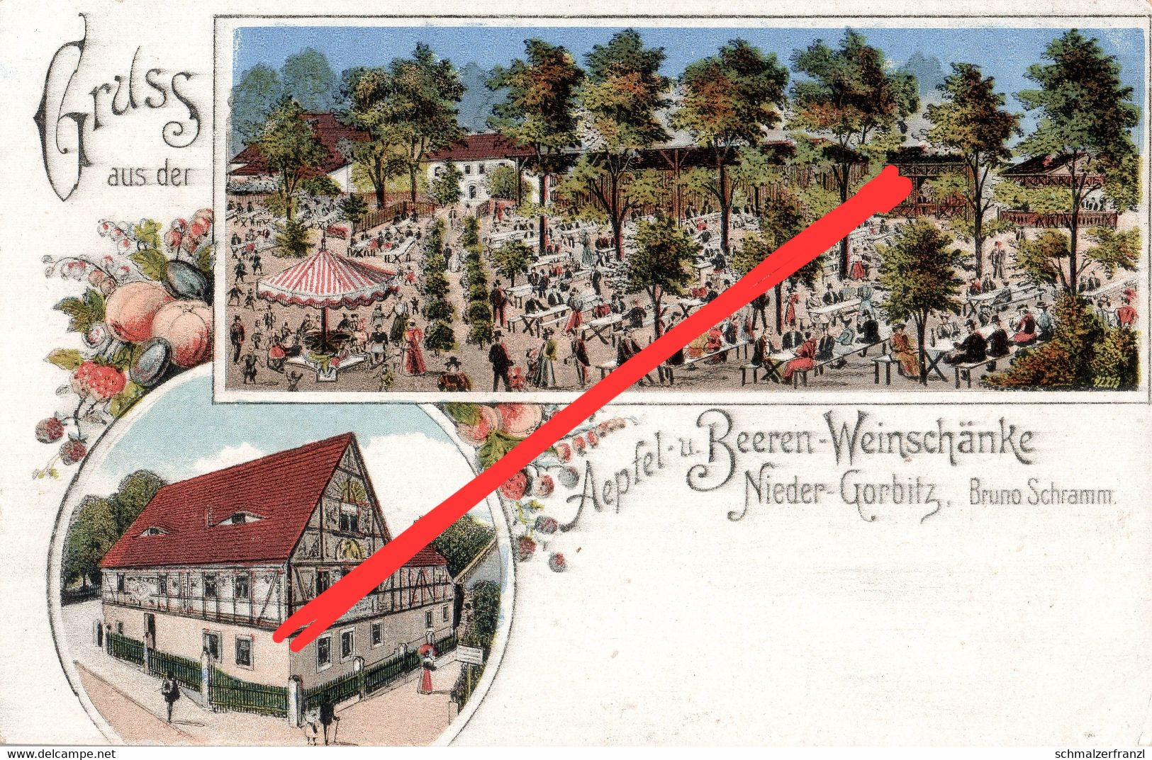 Litho AK Dresden Nieder Gorbitz Niedergorbitz Gasthof Beeren Weinschänke a Pennrich Altfranken Pesterwitz Wölfnitz Cotta