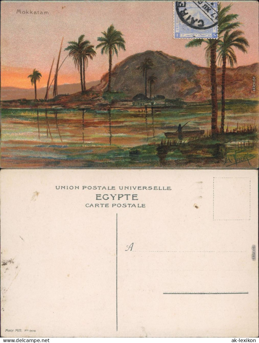 Litho AK Kairo القاهرة Mukattam / Mokkatam, Künstlerkarte, Nil 1918