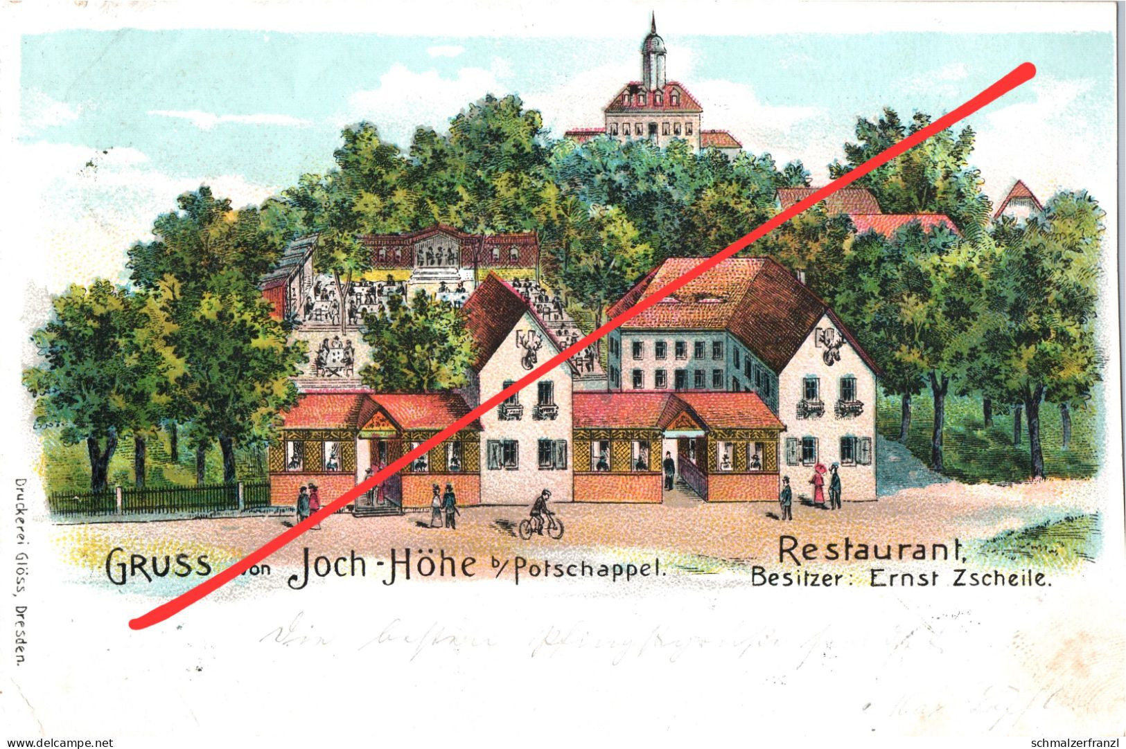 Litho AK Pesterwitz Gasthof Restaurant Schloß Jochhöh Joch Höhe Jochhöhschösschen Freital Potschappel Dölzschen Dresden