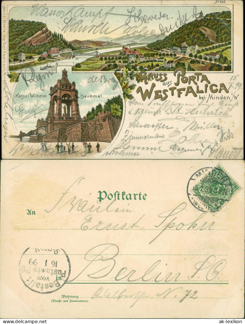 Litho AK Porta Westfalica Kaiser-Wilhelm-Denkmal - Porta Westfalica 1899