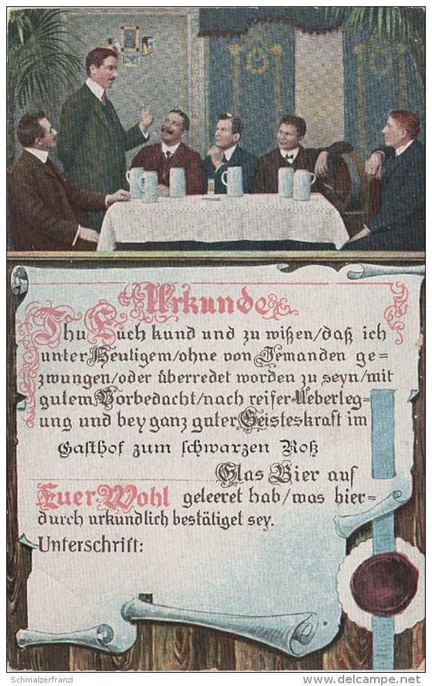 Litho AK Urkunde Gasthof zum Schwarzen Ross Ottendorf Okrilla bei Königsbrück Radeberg Hermsdorf Radeburg Weixdorf