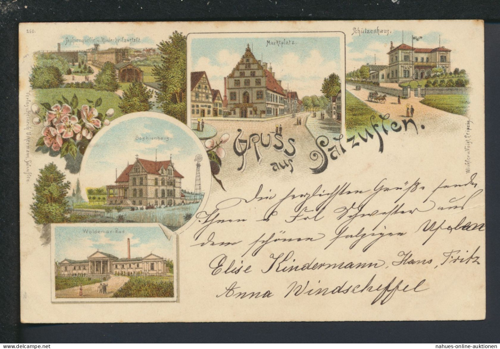 Litho Ansichtskarte Bad Salzuflen Lippe NRW Hankelsablage Zeuthen Brandenburg 1897