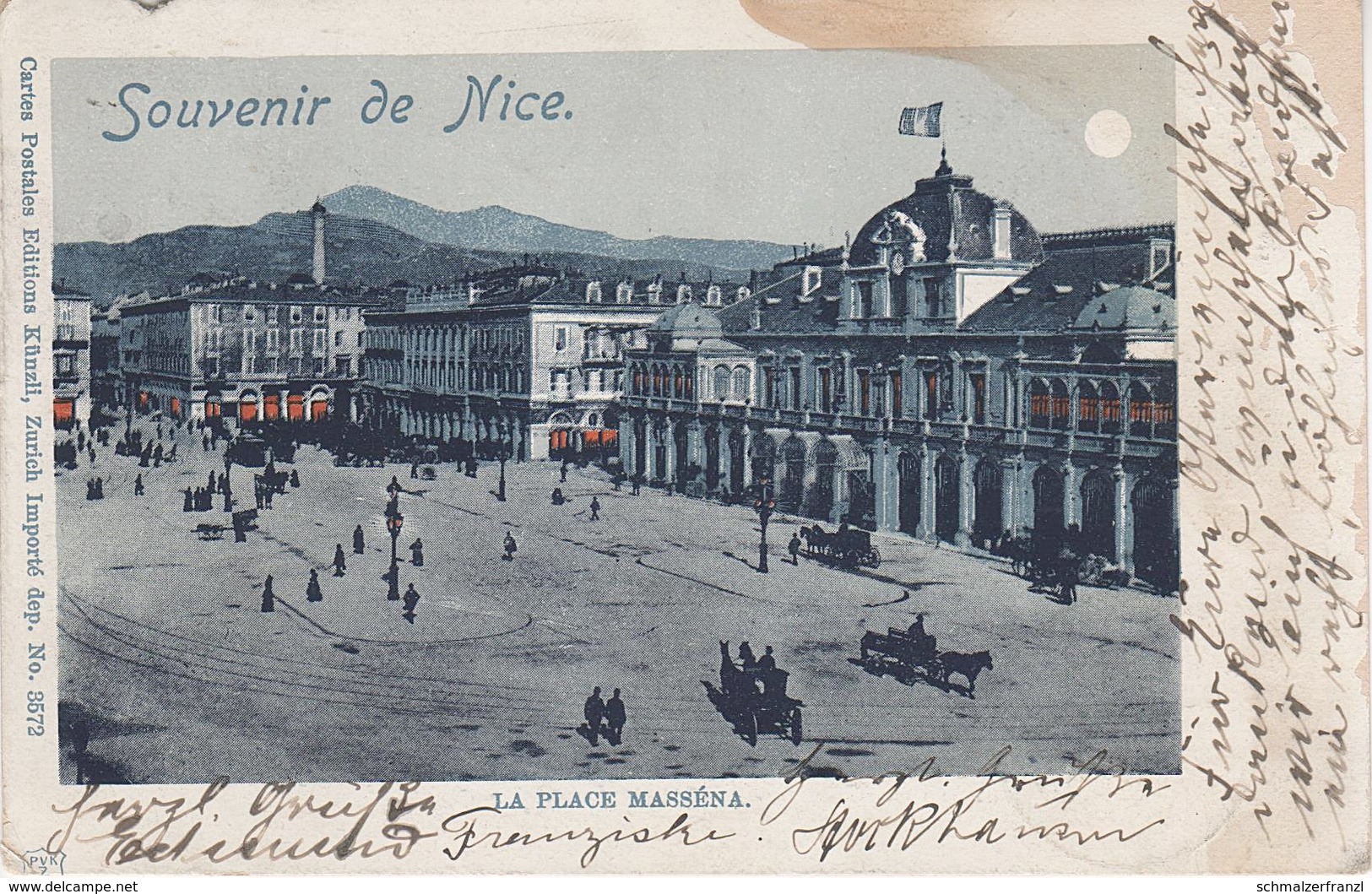 Litho Mondschein CPA AK Nice Nizza La Place Masséna Casino Municipal Clair de Lune Köln Lindenthal 06 Alpes Maritimes