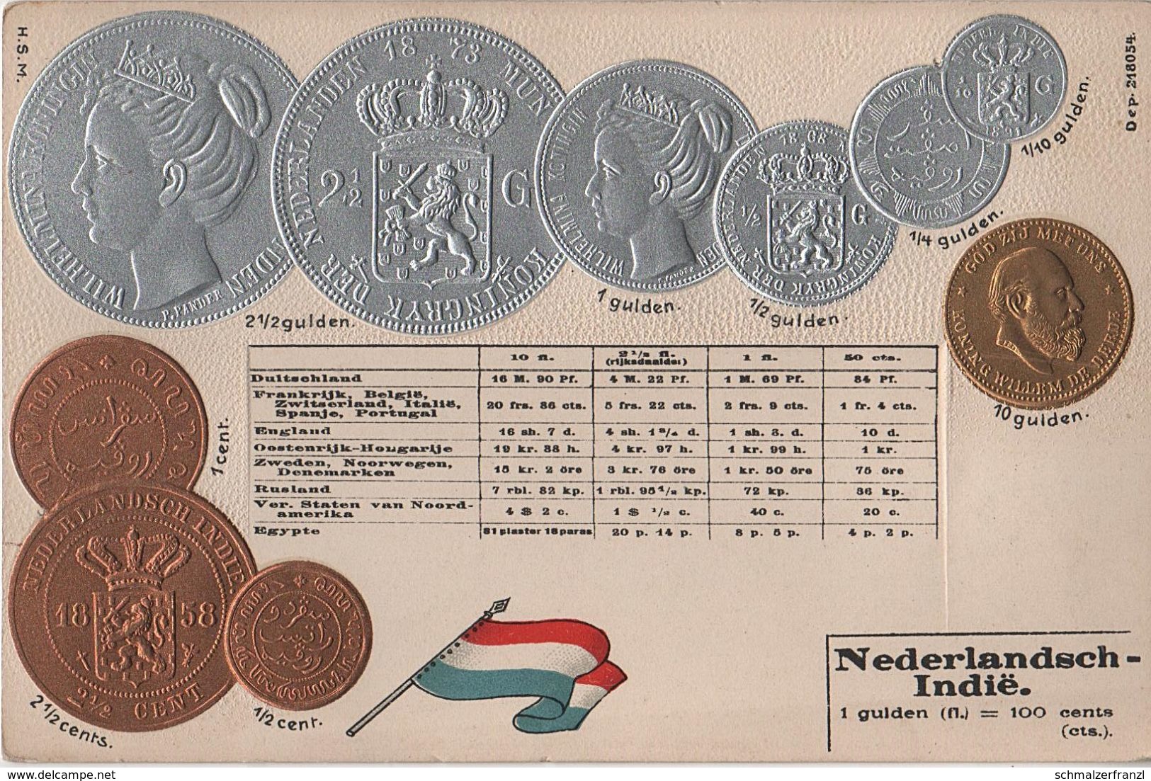 Litho Münzkarte AK Nederlandsch Indie Niederländisch Indien Ostindien Hindia Belanda Indonesien Indonesia Colony Kolonie