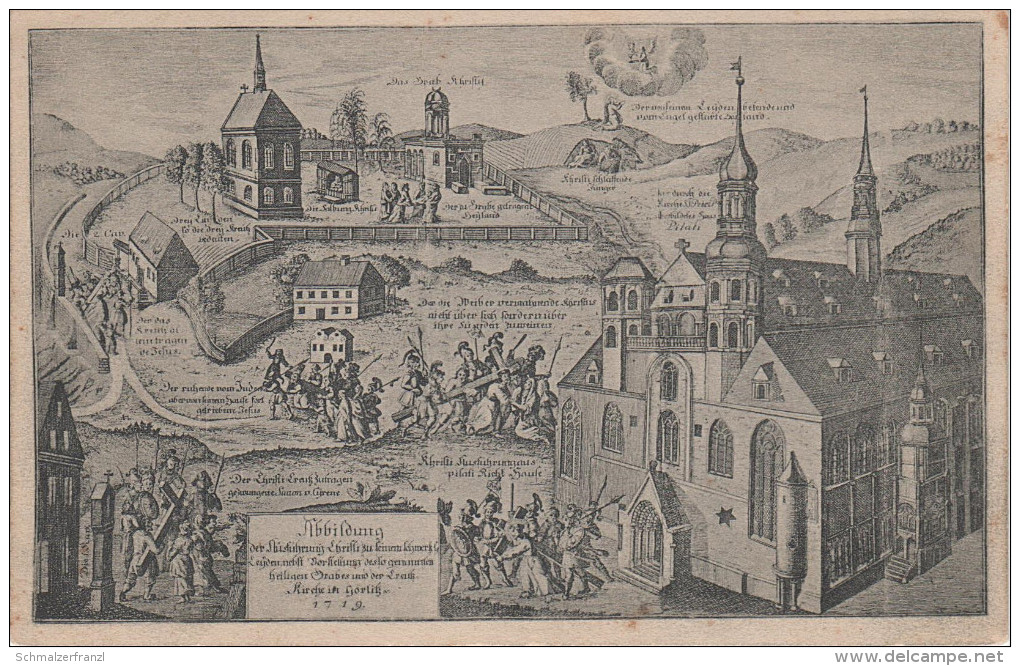 Litho Stich AK Görlitz Das Heilige Grab anno 1719 Heilige Grab Strasse Nähe Schanze Friedhof Klinikum bei Zgorzelec