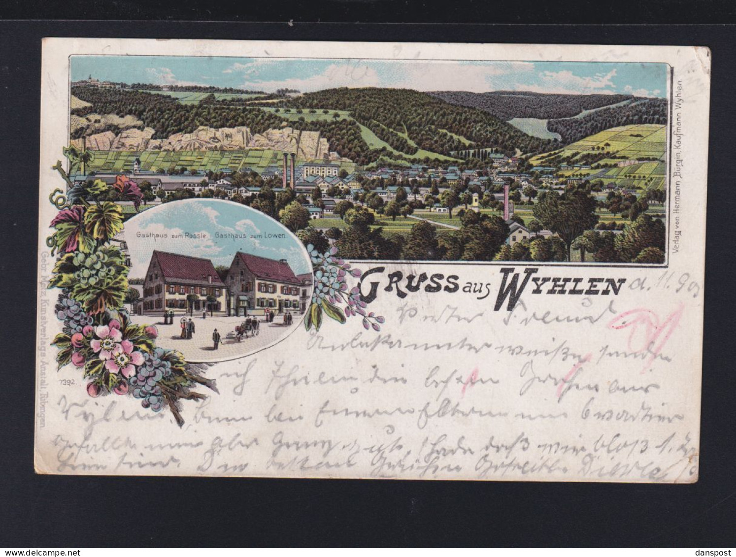 Litho Wyhlen 1905 Soldatenkarte