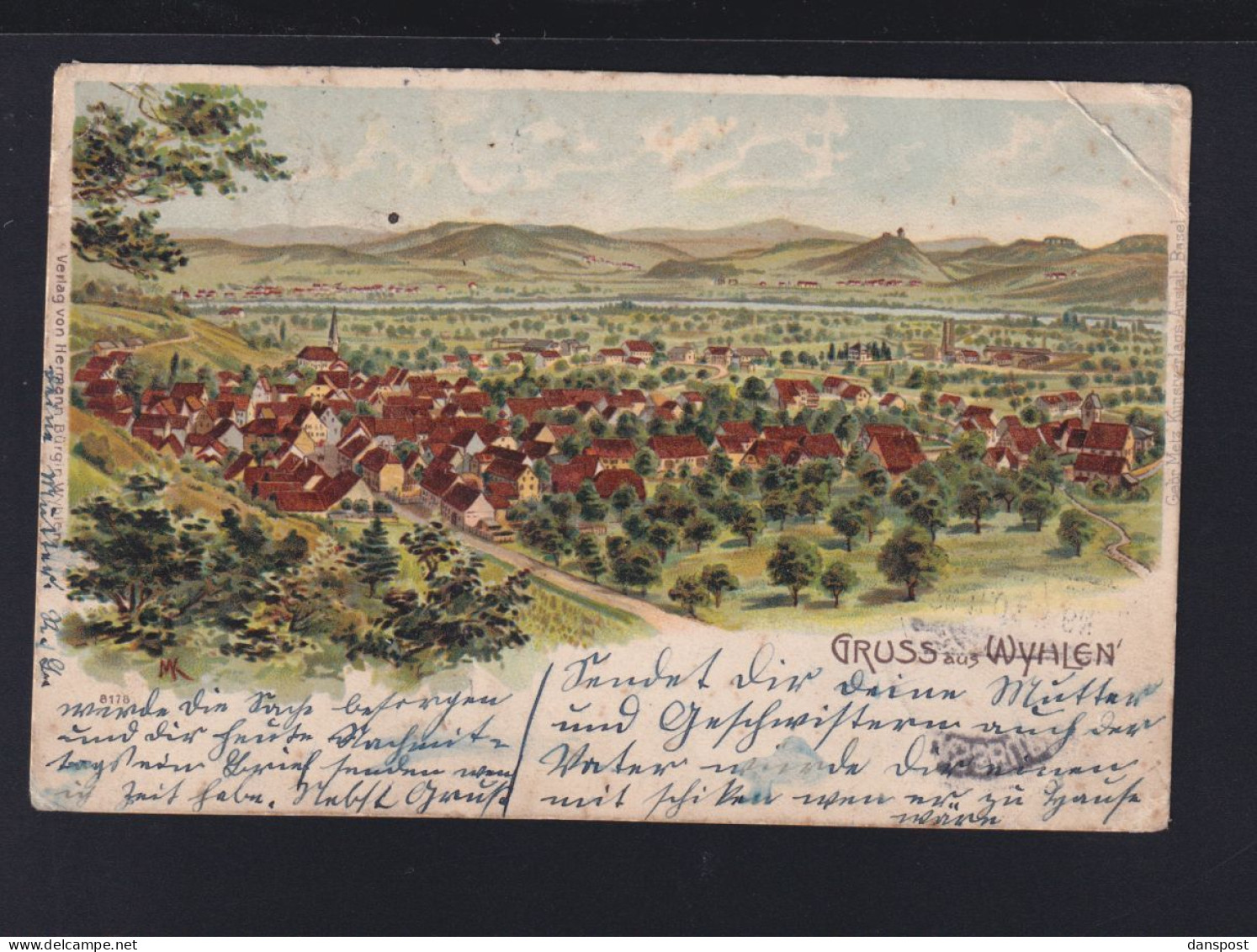 Litho Wyhlen Bahnpost 1904